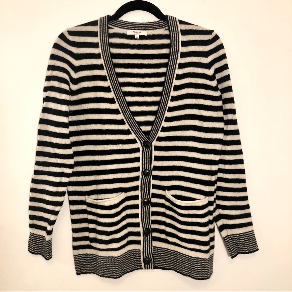 Madewell 100% Merino Wool Striped Cardigan Sweater